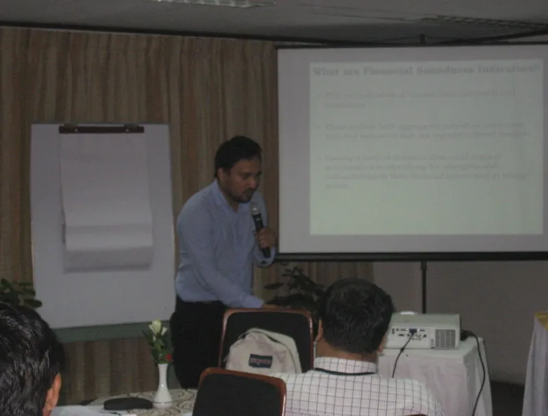 Presentation on financial soundness indicators in a training room